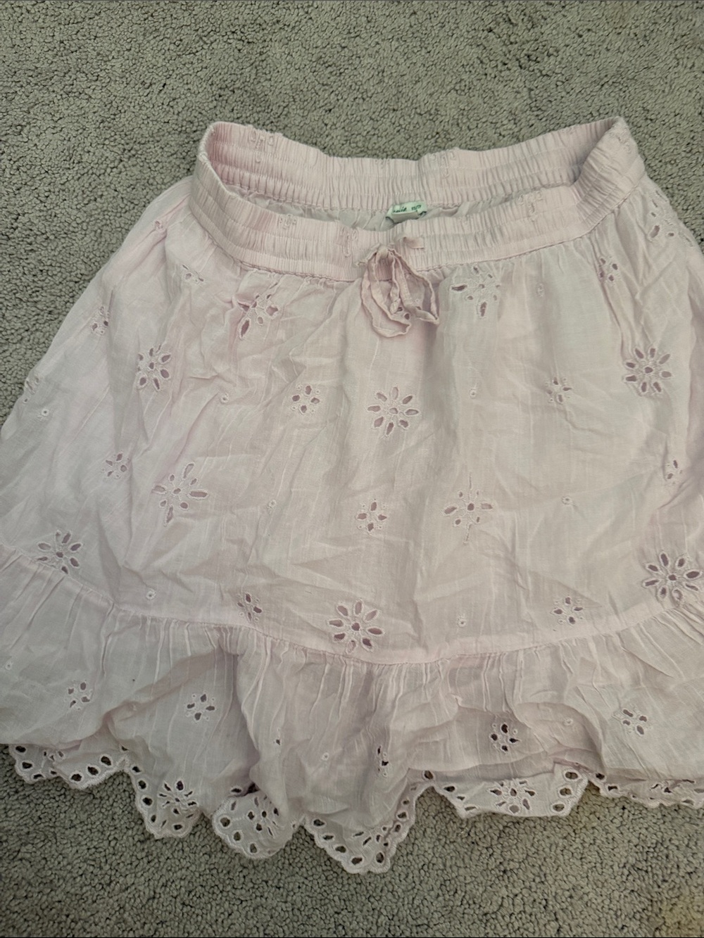aerie Pale Pink Eyelet Tiered Mini Skirt